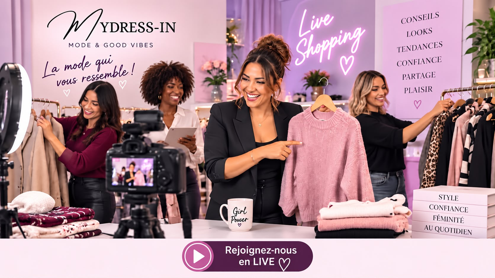 MyDress-in, mode et good vibes. La mode qui vous ressemble ! Rejoignez-nous en live shopping.