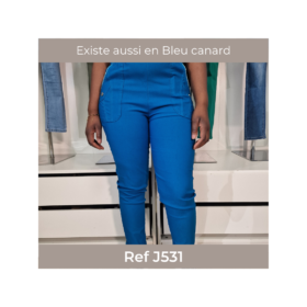 Pantalon élastiqué et liseret bicolore sur les poches (K8860) – aqua -J537-1