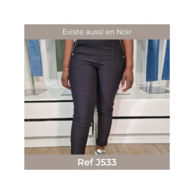 Pantalon élastiqué et liseret bicolore sur les poches – marine – J535-1