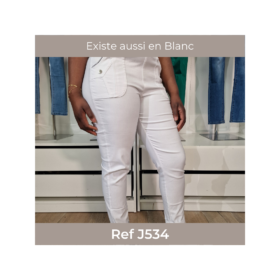 Pantalon élastiqué et liseret bicolore sur les poches – marine – J535-1