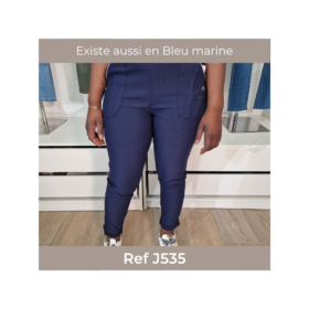 Pantalon élastiqué et liseret bicolore sur les poches (K8860) – aqua -J537-1