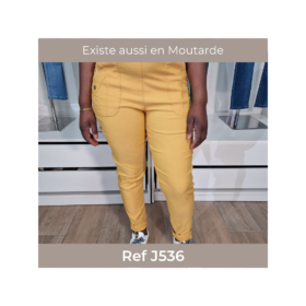 Pantalon élastiqué et liseret bicolore sur les poches – marine – J535-1