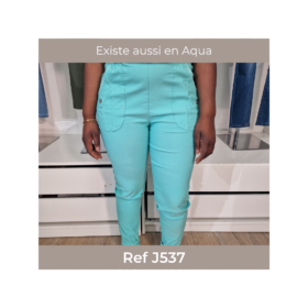 Pantalon élastiqué et liseret bicolore sur les poches – marine – J535-1