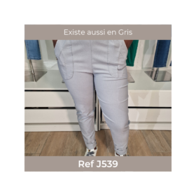 Pantalon élastiqué et liseret bicolore sur les poches – marine – J535-1